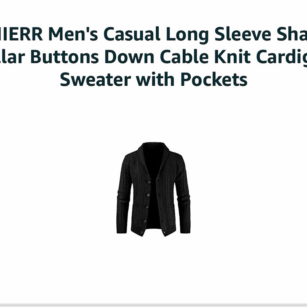 Men's Black Cable Knit Cardigan Sweater